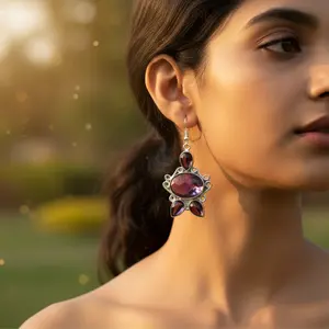 Pendientes de Plata 925 con Amatista, Joyería Elegante para Mujer, Accesorio de Moda - Product Image 1