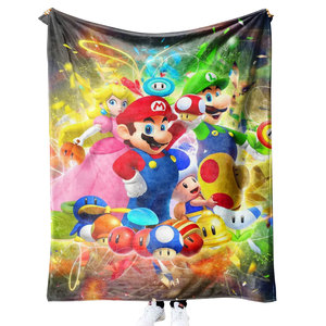 Mantas de Franela Térmica Suave con Estampado Personalizado SIN Pedido Mínimo, Diseño de Dibujos Animados de Super <span class=keywords><strong>Mario</strong></span> Bros, Mantas de Punto de Algodón para Decoración del Hogar - Product Image 4