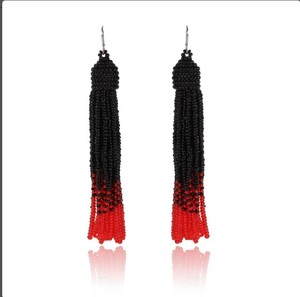 Pendientes Largos de Cuentas Hechos a Mano, Pendientes de Botón con Cuentas de Semillas, Regalo para Mujer - Product Image 2