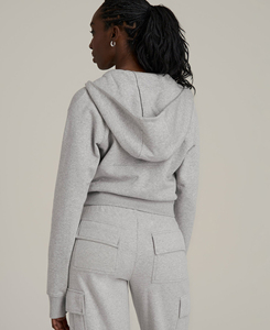 Sweat à capuche court zippé pour femme à épaules tombantes, taille XL, 100 % coton de qualité supérieure, tissu tricoté doux et respirant, hiver - Product Image 2