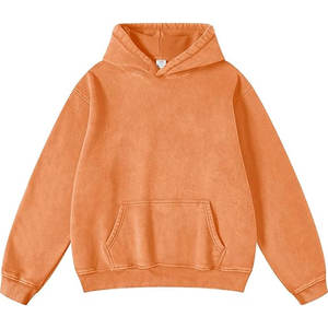 Sudadera con capucha Moda Casual Color Sudadera con capucha Lavado con ácido Desgastado Etiqueta privada Hombro caído Sudadera con capucha naranja - Product Image 1