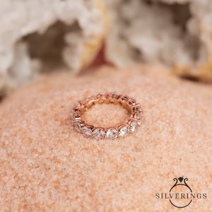 Bague en argent sterling 925 Silverings avec zircon scintillant, plaqué rhodium et sertissage griffe, idéale pour les fiançailles - Product Image 4