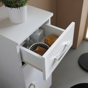 Ravenna White Floor-Standing Bathroom <b>Vanity</b> Unit <b>with</b> Doors and <b>Drawer</b> Elegant Bathroom Sets - Product Image 4