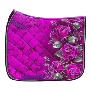 Top Trending Floral Dressage Satin Saddle Pad Sublimado Jumping Numnah Horse Riding Pad Suministros ecuestres personalizados - Product Image 1