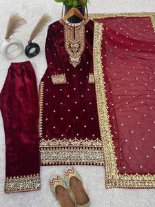 ชุดปาร์ตี้ผ้ากำมะหยี่วิสคอสดูจาก kurta-dupatta - Product Image 5