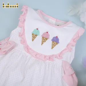 フレンチノット手刺繍女の子バブルOEM ODMベビースモックロンパース卸売メーカー-BB2906