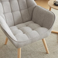 Fauteuil Matilda en teck massif, revêtement en velours moderne, multifonctionnel pour salon, appartement, hôtel, couleur beige brun