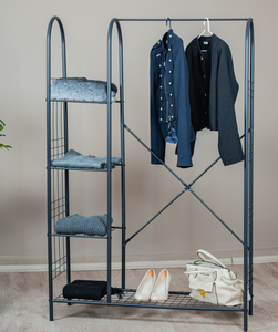 Modern Metal Garment Rack with Storage <b>Shelves</b> Freestanding <b>Clothes</b> Rack Entryway Hall Tree Organizer Bedroom Open Wardrobe - Product Image 3