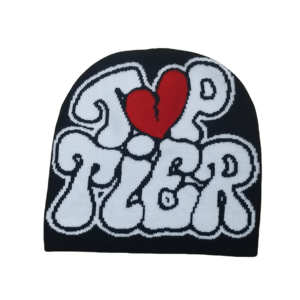 Venta al por mayor de diseño de moda Gorros fríos Cálido Y2K Logotipo de letras grandes Estampado completo Jacquard Punto Logotipo personalizado Gorro de punto de alta calidad - Product Image 6