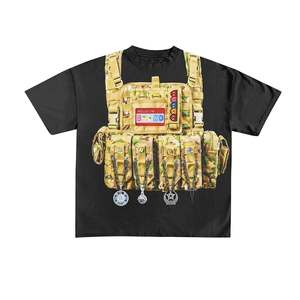 Camiseta Vintage de gran tamaño con estampado de algodón 100% personalizado para hombre, estilo Hip Hop, cuello redondo, peso pesado, longitud corta, impresión Digital - Product Image 2