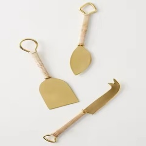 Poignées en laiton et lames en acier Ensemble de couteaux à fromage de luxe Vaisselle Ensemble de couteaux à fromage - Product Image 6