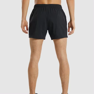 Pantalones cortos de gimnasio con diseño de logotipo personalizado de calidad superior transpirable de poliéster y algodón de color sólido negro - Product Image 2