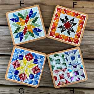 Star Shaped Mosaic Wood <b>Glass</b> Coasters <b>Coffee</b> Cup Mat Heat Insulation <b>Table</b> Pad Kitchenware Dining Home Bar Restaurant Drink Mat - Product Image 5