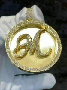 จี้เพชรโมอิสแท้กลมสีเหลืองทอง14K 4Ct ปรับแต่งได้มีจี้ชื่อดิสก์สำหรับงานเลี้ยง - Product Image 2