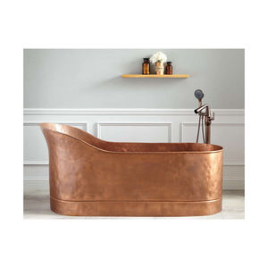 Bañera independiente de acrílico blanco moderno con niquelado de cobre Bañera de remojo de nuevo diseño con escurridor para Baño - Product Image 5