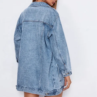 Veste en jean tissée personnalisée tendance pour femme, manches longues, bleue, boutonnée, délavée, vintage, matelassée, imperméable, vente en gros