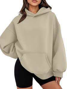 Sudadera con capucha de gran tamaño para mujer al por mayor con aberturas laterales, Jersey de algodón, Sudadera con capucha de moda informal personalizada - Product Image 3