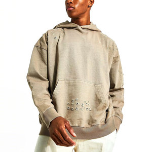 เสื้อฮู้ดดี้สตรีทแวร์ฤดูหนาวสุดฮิต ผ้าฝ้าย 100% แบบเรียบ แต่งดีเทลขาดๆ พร้อมโลโก้ปรับแต่งได้ พิมพ์ลายดิจิทัล แห้งเร็ว ระบายอากาศได้ดี - Product Image 1