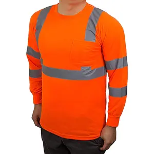 安全服Hi Viz衬衫橙色聚酯网眼反光t恤建筑衬衫，带来样定做服务