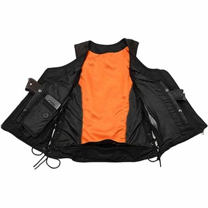 Nouveauté : Gilet sans manches en cuir véritable noir pour femme, orné de strass, style vintage, avec fermeture éclair et boutons, imperméable et coupe-vent. - Product Image 5