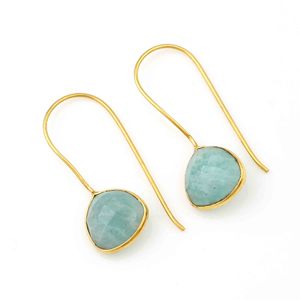 Pendientes Colgantes de Plata de Ley con Baño de Oro de 18k, Diseño Simple, Vintage, con Amazonita Natural, Resistentes al Agua, para Ella - Product Image 5