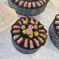 Support de service à chocolat islamique, plateau rond en métal design pour décoration de mariage, 24 pièces