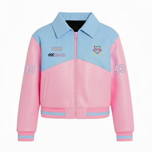 Veste en cuir PU Gamma Phi Delta prête à être expédiée, veste bomber en cuir de haute qualité, veste de course élégante de style universitaire - Product Image 1
