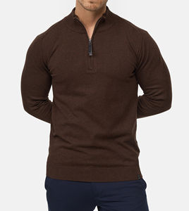 Cuello alto teñido liso con media cremallera para hombre Color sólido 320G Jersey de peso pesado Sudadera con cuello redondo con servicio OEM - Product Image 1