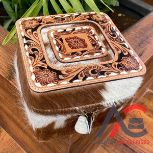 Caja de joyería de gran tamaño de cuero de vaca personalizada de lujo, caja de joyería de gran tamaño, pulsera, anillo, pendiente, collar, cajas de joyería de cuero de vaca para mujer - Product Image 1