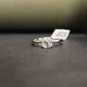 Anillos Elegantes de Acero Inoxidable con Baño de Oro de 14K y Moissanita con Corte Asscher para Mujer, Regalo de Cumpleaños - Product Image 2