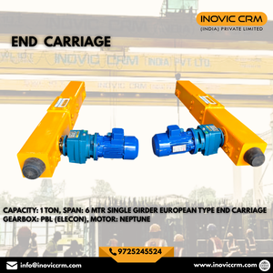 Pont roulant monopoutre de type européen avec chariot d'extrémité, capacité 5 tonnes, portée 14m, boîte de vitesses ELECON avec moteur et télécommande - Product Image 4