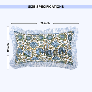 ปลอกหมอนอิงลายดอกไม้ RIDHI 12x20 นิ้ว สีเขียว ลายแอสปาราจัส ขอบระบาย ผ้าฝ้ายพิมพ์ลายด้วยมือ ถอดซักได้ ซักเครื่องได้ - Product Image 5