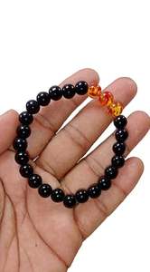 Crystal <b>bracelet</b> Black Obsidian & Yellow Amber Round <b>Beads</b> <b>Bracelet</b> 8mm Stone Gemstone Fashion <b>Men</b> and Women Gift Energy - Product Image 3