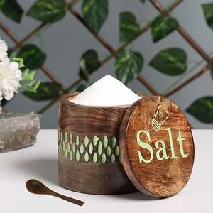 Recipiente de Madera Torneada Artesanal con Tapa, Frasco Decorativo Multiusos para Especias, Condimentos y Hierbas - Product Image 5