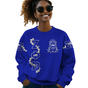 ZPhiB Zeta Phi Beta 1920 invierno tejido 100% suéter de algodón vida griega hermandad ropa azul blanco Chenille letra Divine Nine - Product Image 4