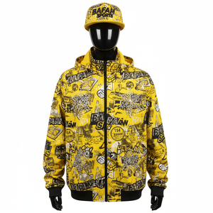 Veste Softshell de haute qualité 320 GSM Tissu graphique jaune Impression par sublimation avec logo personnalisé Veste Softshell de sport pour homme - Product Image 1