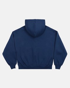 เสื้อฮู้ดซิปผู้ชายสีกรมท่า ทรงโอเวอร์ไซส์ ผ้าฝ้าย 100% เฟรนช์เทอร์รี่ เสื้อสเวตเชิ้ตมีฮู้ด สตรีทแวร์ เสื้อแทรคสูท - Product Image 3