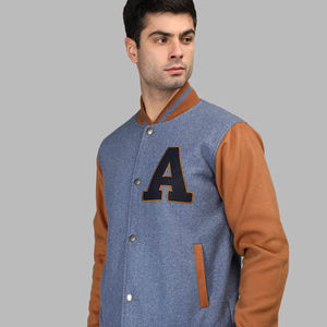 เสื้อแจ็กเก็ตผู้ชายแนวไฮสตรีทปกตั้งสำหรับฤดูหนาวปกตั้งมีซิปตัดเย็บด้วยการออกแบบโลโก้ด้านหน้า - Product Image 1