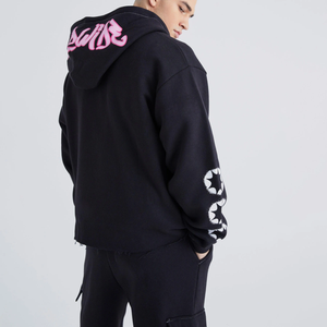 Mens <b>Oversized</b> Cotton Tracksuit Two Piece Set Full Zip Hoodie <b>Joggers</b> With Puff Print - Product Image 6