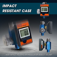 Manomètre numérique LEMATEC 0-160 PSI avec écran LCD, régulateur d'air, outil à fixer sur pistolet, valve réglable, corps en aluminium, certifié EMC/CE
