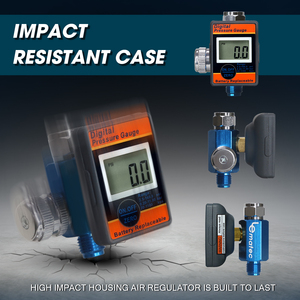 LEMATEC เครื่องวัดความดันดิจิตอล 0-160 PSI จอแสดงผล LCD ตัวควบคุมลมแบบติดปืน เครื่องมือปรับวาล์ว ตัวเครื่องอะลูมิเนียม - Product Image 3