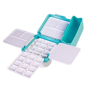 Palette de <span class=keywords><strong>peinture</strong></span> portable XinyiArt à 24 compartiments, bleue, petite, pour voyage, vide, boîte de rangement pour <span class=keywords><strong>aquarelle</strong></span>, seau en plastique pour le lavage et le scellage - Product Image 1
