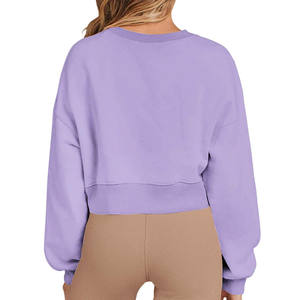 Sudadera de mujer Sudaderas con capucha recortadas Color sólido 100% Algodón Transpirable Antiarrugas Crop Top Sudaderas de invierno - Product Image 2