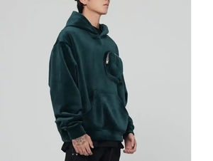 เสื้อฮู้ดกำมะหยี่แบบสวมหัวสำหรับผู้ชายเสื้อมีฮู้ดแบบสวมหัวมีกระเป๋าด้านหน้าสองช่อง - Product Image 4