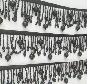 Handmade 90cm Long 6.5cm Wide Pearl Beads Beaded Fringe, white, black, <b>lampshade</b> fringe, dress fringe, diy bead fringe - Product Image 3