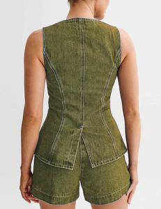 OEM ODM Ensemble short en jean d'été Ensemble denim 2 pièces à la mode Ensemble denim 2 pièces pour femmes Ensemble 2 pièces pour femmes - Product Image 2