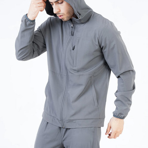 Zipper Up Soft Shell Survêtement 2 Pièces Ensemble Hommes Avec Passepoil Poignets Élastiques Unisexe Nylon Coupe-Vent Survêtements Hommes - Product Image 4