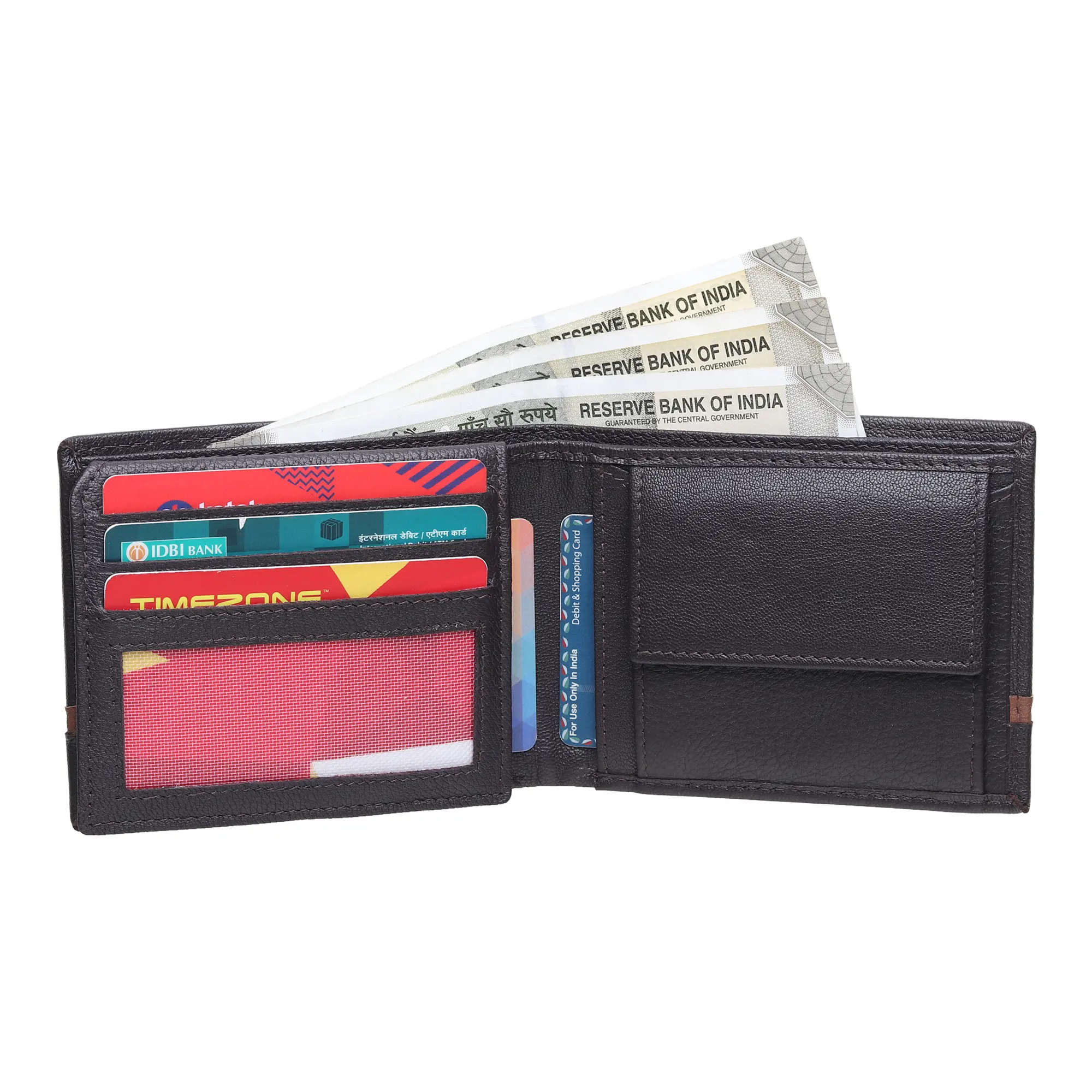 Carteira de couro para negócios, carteira pequena com duas dobras, carteira fina de metal para cartões de crédito e identificação, ideal para venda