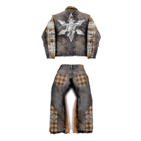 Vente en Gros d'Usine Costumes en Jean pour Hommes, 100% Coton, Design Personnalisé, Délavé Soleil, Effet Usé, Streetwear, Vintage avec Strass