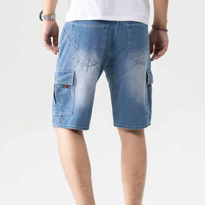 Shorts cargo en jean délavé pour homme, taille mi-haute, style décontracté d'été, 100 % coton, tissu respirant, délavé à l'acide - Product Image 5